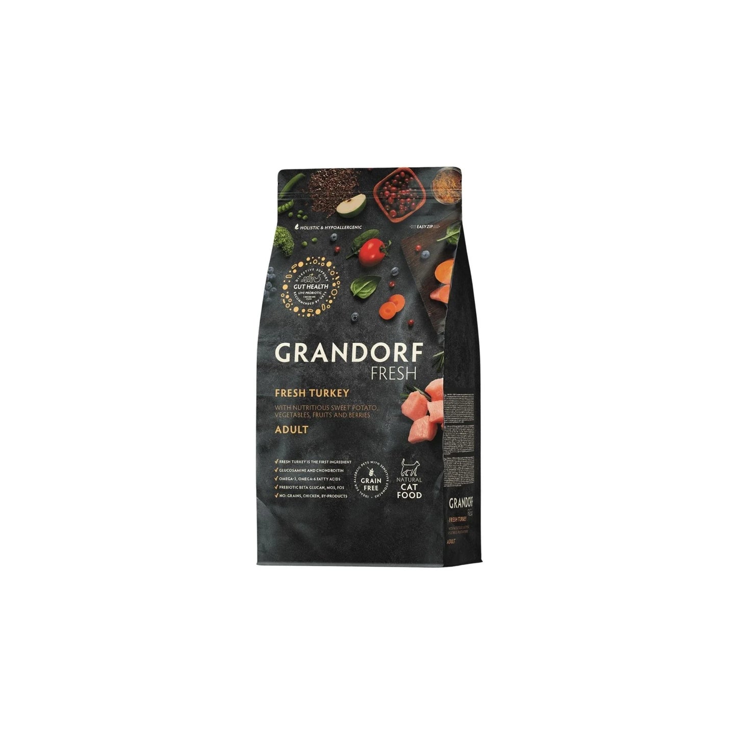 GRANDORF Fresh Turkey גרנדורף הודו טרי לחתולים בוגרים היפואלרגני 400 גרם