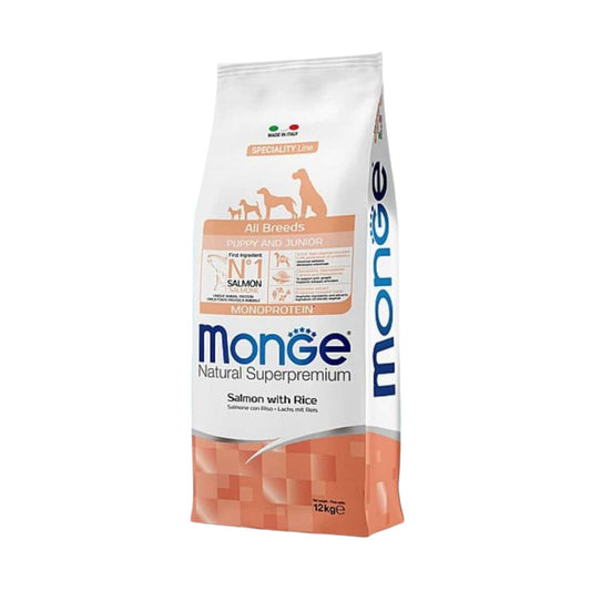 Monge מונג׳ סלמון ואורז מזון יבש לגורי כלבים פפי 12 ק״ג