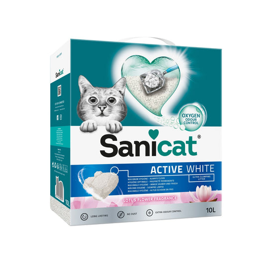 Sanicat סניקט חול מתגבש לבן לחתולים בניחוח לוטוס 10 ליטר