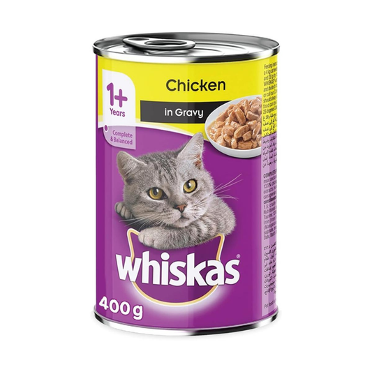 Whiskas ויסקאס שימור לחתול בוגר עוף ברוטב 400 גרם