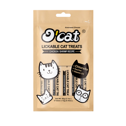 O’Cat אוקט חטיף שלוקים לחתול עוף ושרימפס 60 גרם