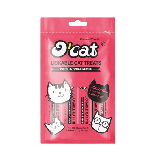 O’Cat אוקט חטיף שלוקים לחתול עוף וסרטן 60 גרם