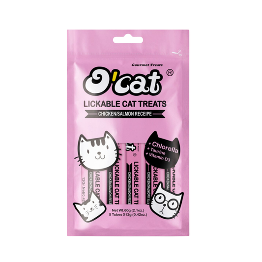 O’Cat אוקט חטיף שלוקים לחתול עוף וסלמון 60 גרם