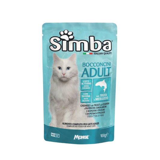 Simba סימבה פאוץ׳ מזון רטוב לחתולים בוגרים עם דג קוד וטרוטה 100 גרם