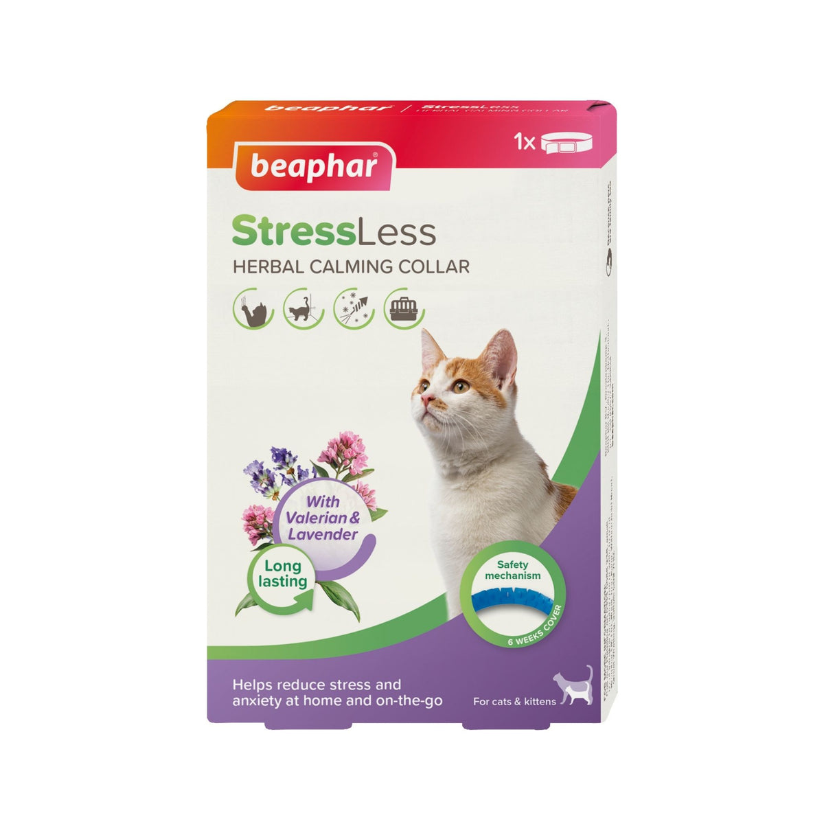 Beaphar קולר מרגיע לחתולים עם ולריאן ולבנדר עד 6 שבועות