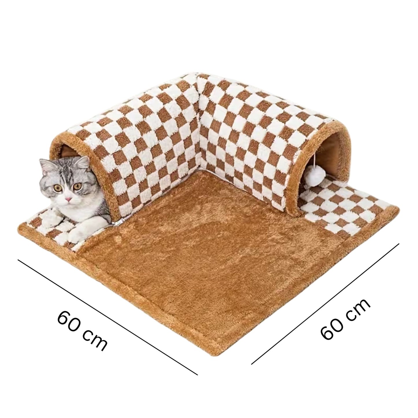 מיטה לחתולים עם מנהרה