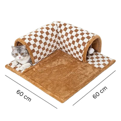 מיטה לחתולים עם מנהרה